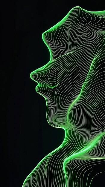 Photo a woman  s face with green lines on it