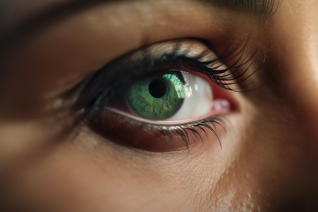 A woman's green eye with a green eye