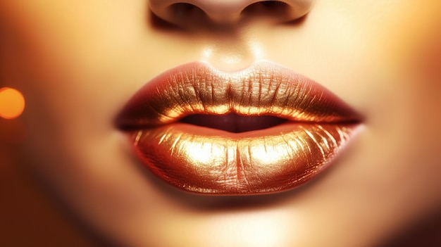 A woman's lips with gold glitter on them