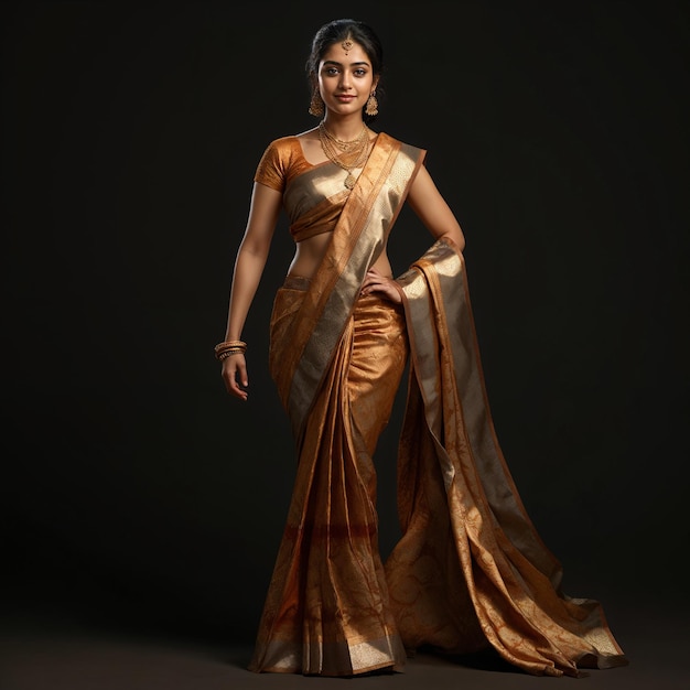 a woman in a saree