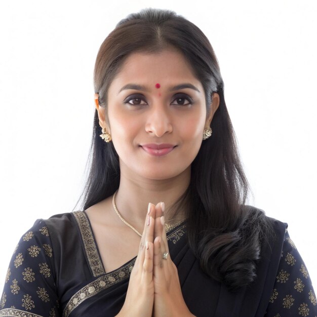 Photo a woman in a sari with gold accents on her face