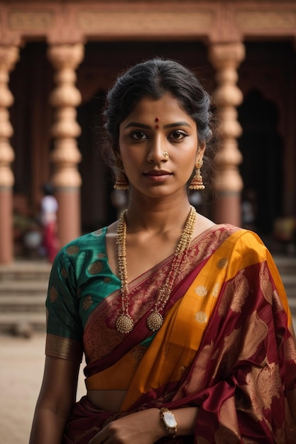 Photo a woman in a sari