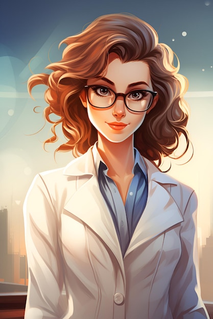 Woman scientist with glasses