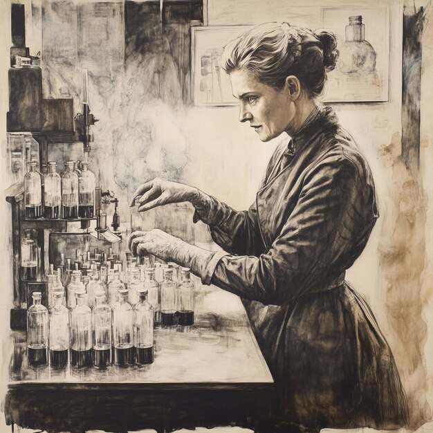 Photo a woman scientist works in a lab examining tubes of liquid