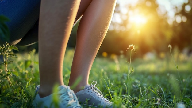 Photo woman scratches her leg which is itchy from a insect bite close up of legs