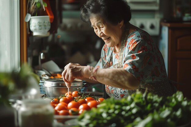 Woman Seen Preparing Fresh Vegetables