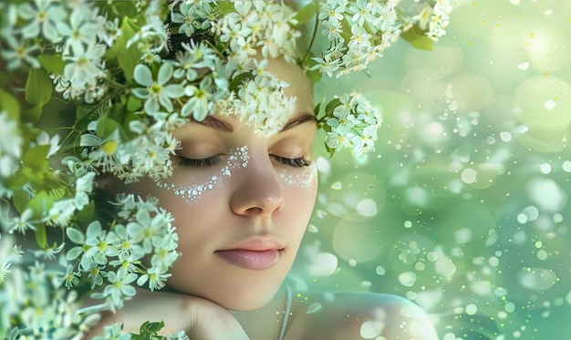 woman self love and green spring nature beautiful