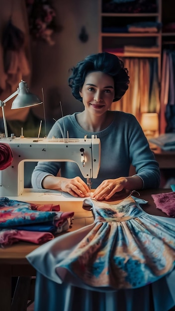 Woman sewing