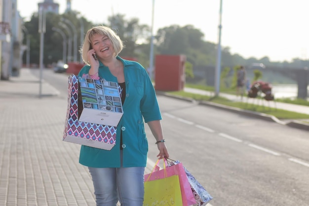 Woman shopping in summer