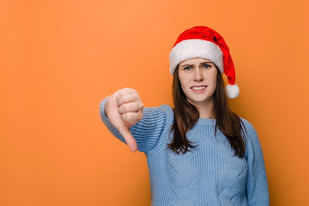 Woman shows disapproval sign