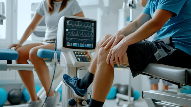 a woman sits on a machine with a man sitting on it