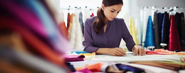 Photo a woman sits at a table with a cloth that says  no