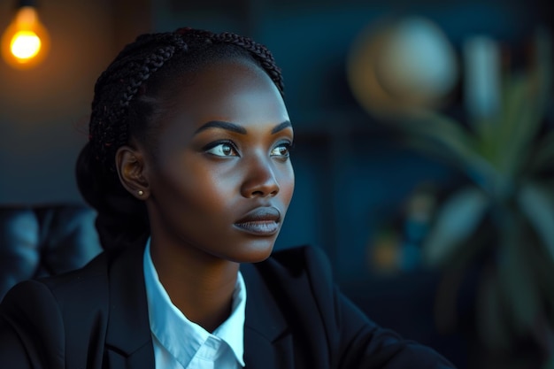 Woman Sitting in a Chair Looking Into the Distance