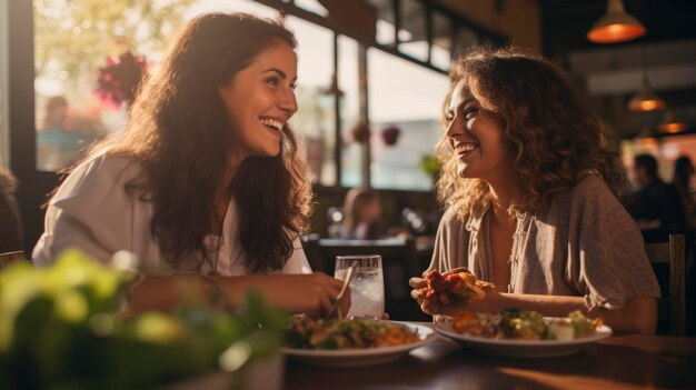 An woman sitting at a table a restaurant