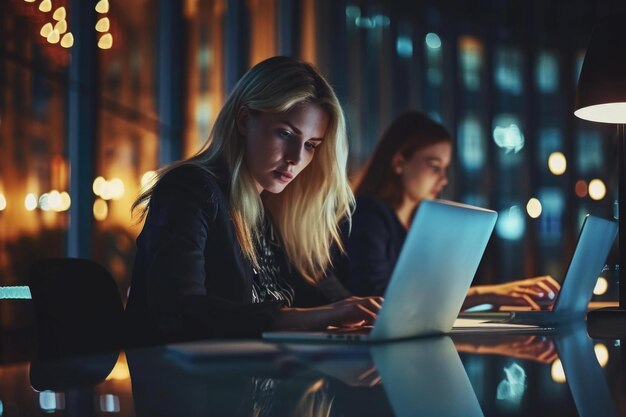 A woman sitting at a table using a laptop computer