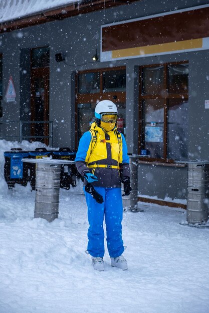 Woman skier portrait in equipment