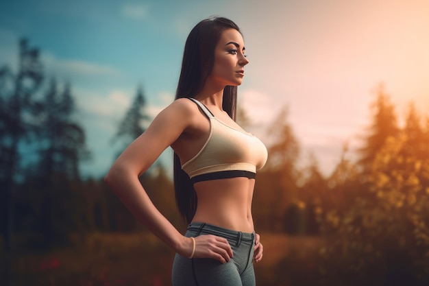 Woman slim fit gym Health strength Generate Ai