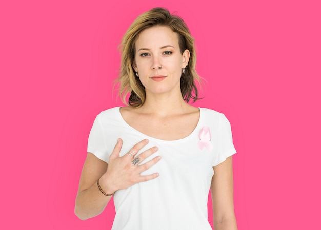 Photo woman smiling happiness breast cancer awareness portrait