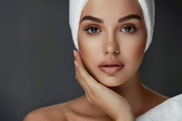 Photo woman in spa salon working with facial skin generative ai