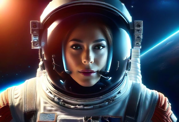 a woman in a space suit with a space suit on