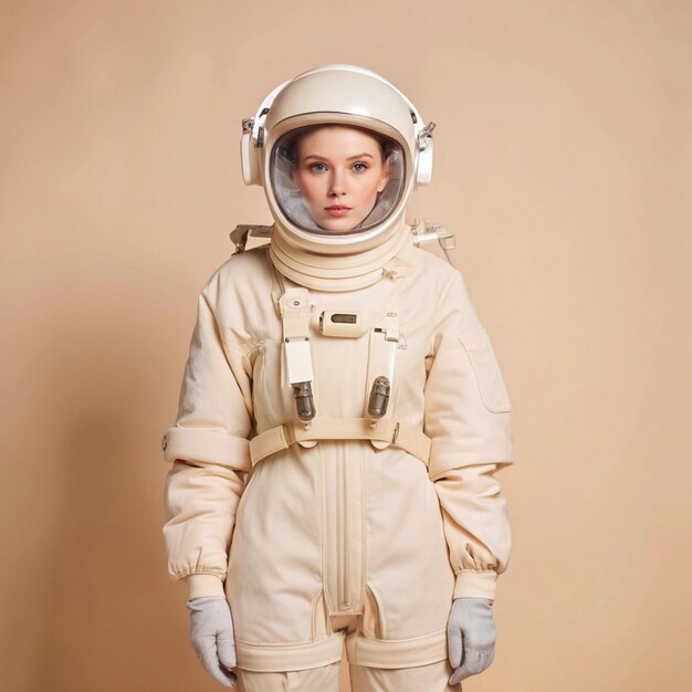 Photo a woman in a space suit with a space suit on