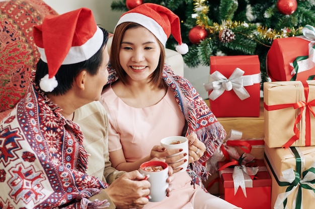 Woman spending Christmas with husband