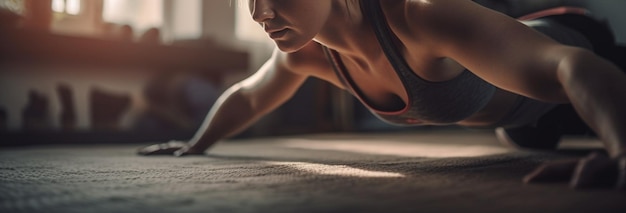 A woman squats on a mat in a gymgenerative ai