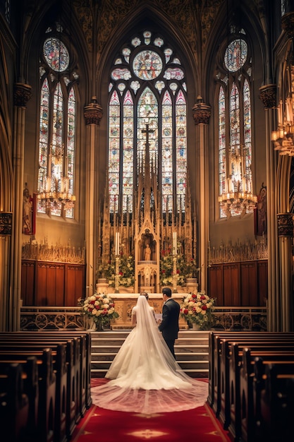 A woman stand in the church