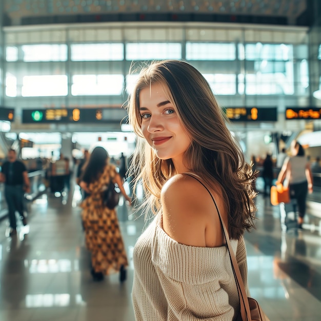 Woman Standing in Airport