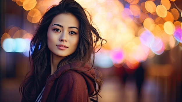 Woman Standing in Front of Blurry Background