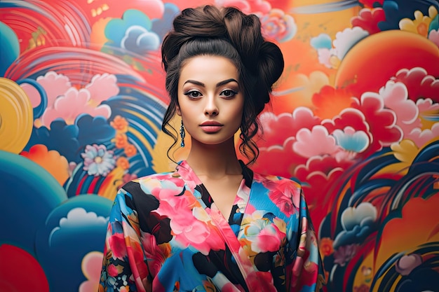 Woman Standing in Front of Colorful Wall