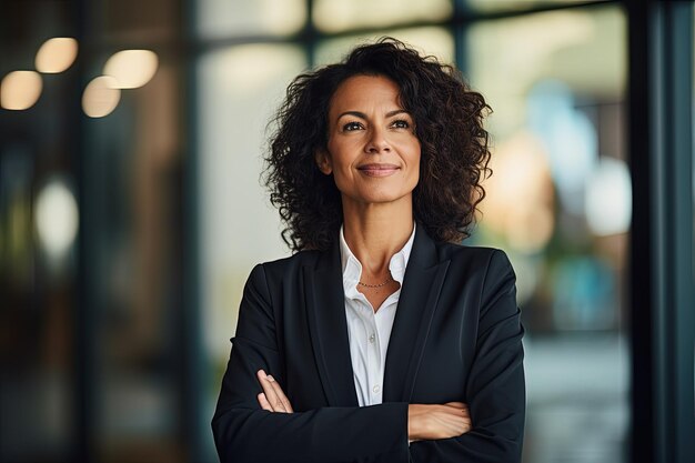 A woman standing with her arms crossed