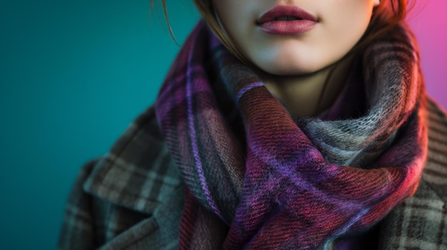 woman standing with a scarf wrapped around her neck looking confidently at the camera