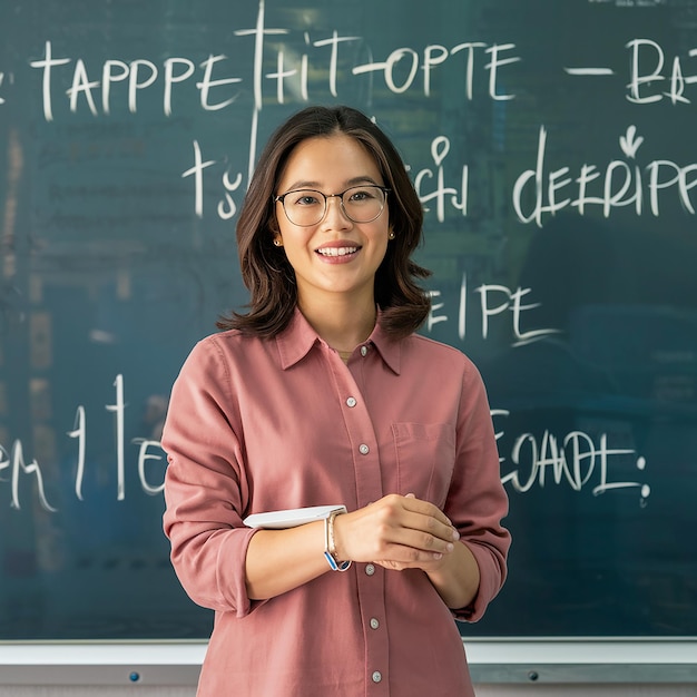 a woman stands in front of a chalkboard that says quot panerax quot