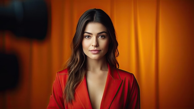 Woman in studio advertising portrait with blank background and space for copy Selective focus