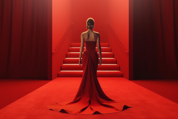 Woman stylish red carpet Generate Ai