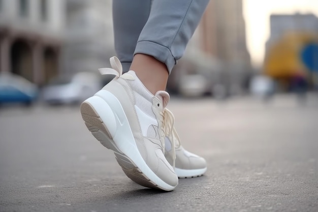 Woman stylish sneakers funny Generate Ai