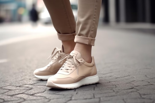 Woman stylish sneakers Generate Ai