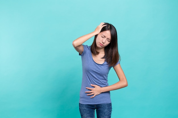 Woman suffer from stomachache