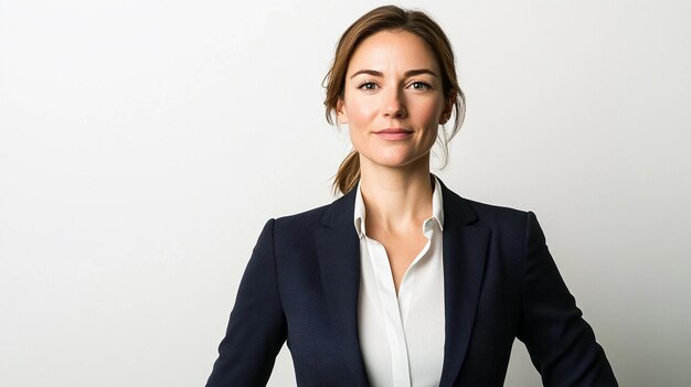 Photo a woman in a suit with a picture of a woman in a suit