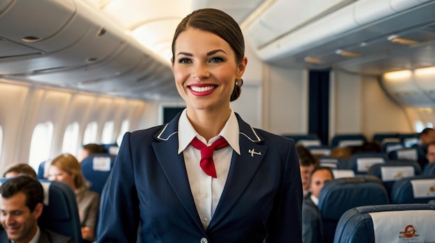 a woman in a suit with a red tie and a red tie