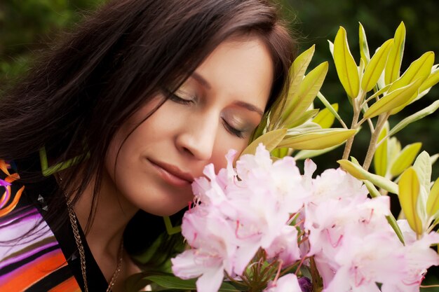 Woman in the summer garden