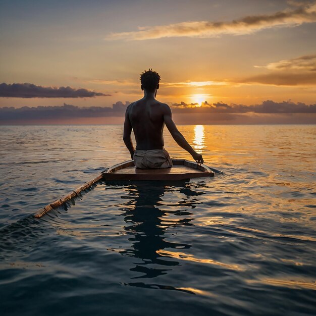 woman on sup board in sunset