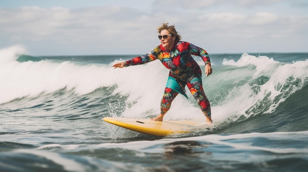 A woman surfing on a wave in costa rica