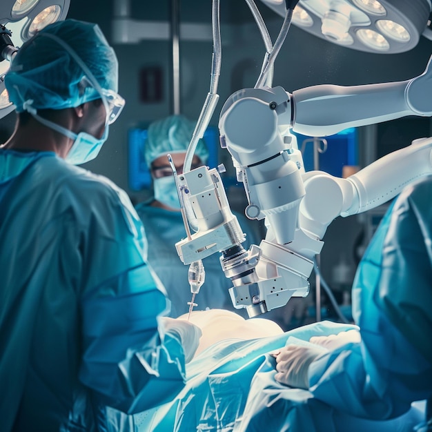 Photo a woman in a surgical uniform stands in front of a monitor that says  medical