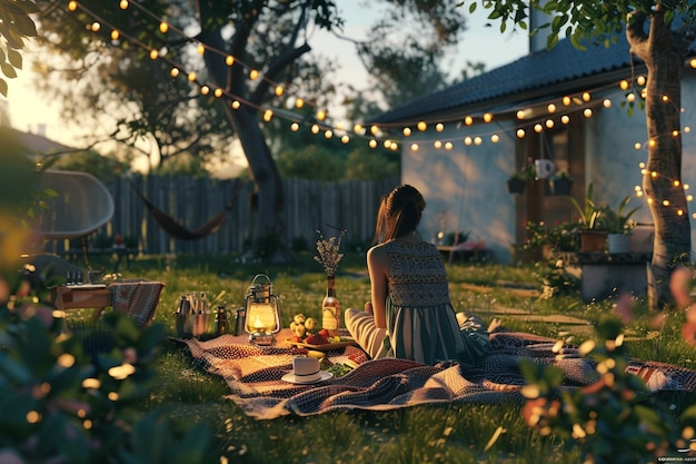 Woman surprising her partner with a picnic in the