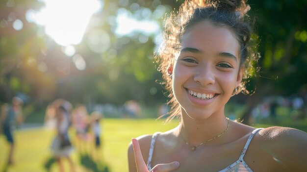 Woman Taking Photo of Girl with Blurry Background