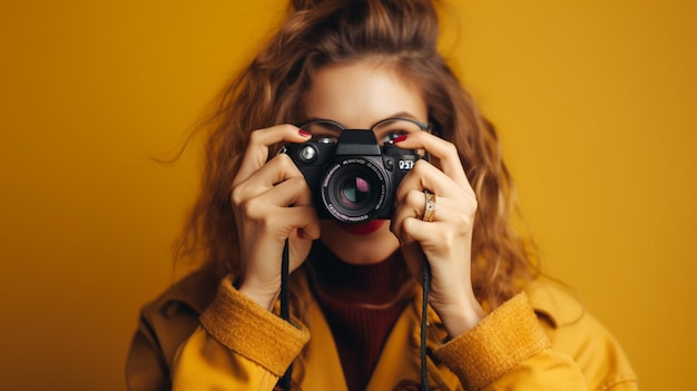 A woman taking a photo with a camera