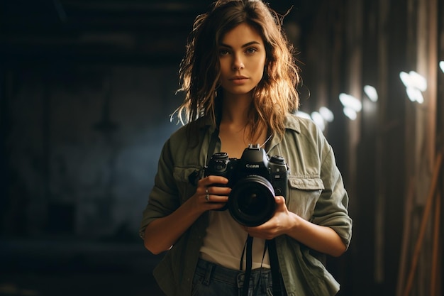 Woman taking a photo with a camera