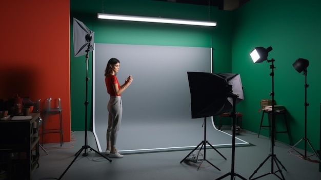 Woman Taking Photos in Studio Setting